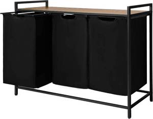 lot 161421 image: Graciadeco Pull Out Laundry Hamper 3 Compartment Laundry Sorter with Shelf 3 Section Laundry Basket with 3 x 16 Gallons Removable Bags for Laundry Room Bathroom and Dorm, Black