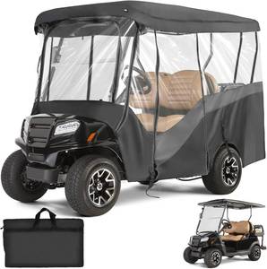 lot 361412 image: Retails for $130 KEMIMOTO Golf Cart Enclosure, 4 Passenger Golf Cart Rain Cover, 600D Waterproof Driving Enclosure with Clear PVC Windshield for Extended Roof Golf Cart
