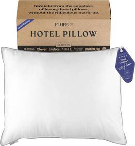 lot 361425 image: FluffCo Zen Fluff  Down Alternative Bed Pillow - Luxury Hotel Quality - 300 TC Cotton Shell - Pillows for Side, Back, and Stomach Sleepers - Made in USA - StandardQueen Size 20 x 28, 1-Pack, Soft