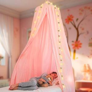 lot 361426 image: Bollepo Bed Canopy with Lights - Pink Princess Canopy for Girls Room  Single, Twin, Full, Queen  Kids Bed, Hanging Fairy Led Canopy