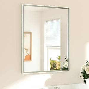 lot 361431 image: TETOTE Brushed Nickel Bathroom Mirror 24 x 30 Rectangle Beveled Frame Bathroom Vanity Mirror for Over Sink Brushed Nickel, Tempered Glass, Stronger Frame, Modern Farmhouse Bedroom, Entryway