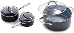 lot 361439 image: Retails for $125 GreenPan Chatham Black Prime Midnight Hard Anodized Healthy Ceramic Nonstick & Lima Hard Anodized Healthy Ceramic Nonstick 5QT Stock Pot with Lid, PFAS-Free, Oven Safe