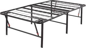 lot 461268 image: Amazon Basics Foldable Metal Platform Bed Frame, Noise-Free Mattress Foundation with Tool-Free Assembly, 18 Inches High, Sturdy Steel Frame, No Box Spring Needed, Twin Size, Black