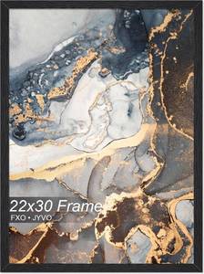 lot 461274 image: Fxojyvo Engineered Wood 22x30 Frame, Black Picture Frame for 22 x 30 Inch Poster Puzzle Photo, Light Weight 22 by 30 Poster Frame with Wood-grain for Wall - 1 PackBlack22 x30
