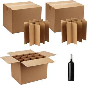 lot 461275 image: 3 Sets Moving Boxes Glasses Divider Kits with Box Packing 16x12x12 Inch, Glass Packing Kits Corrugate Dividers for Kitchen Dish Moving Boxes