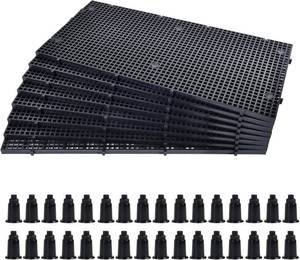 lot 461285 image: ALEGI Plastic Grid Divider Tray Egg Crate Louvre Aquarium Fish Tank Bottom Isolation with Bracket (8pcs Black)