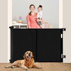 lot 461289 image: 59 inch Retractable Baby Gates 42 inch Tall, Retractable Gate with Reinforced Strip Design to Prevent Crawling Through, 5 FT Retractable Dog Gate for Stairs, Doorways, Hallways, IndoorOutdoor