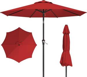 lot 461296 image: 10FT Patio Umbrella, Outdoor Umbrella with Push Button Tilt and Crank, 8 Sturdy Ribs, UV Protection & Waterproof Market Umbrella for Pool, Backyard, Beach,Deck (Red)