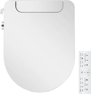 lot 461298 image: Retails for $180 Electric Bidet Toilet Seat, Round, Warm Water with Air Dryer, Heated Seat and Slow Close Lid, Front and Rear Wash, LED Nightlight, Wireless Remote, White, 101D