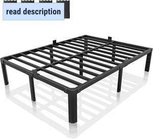 lot 161383 image: Metal Bed Frame Queen Size, 14 Inch 3000 lbs Heavy Duty Platform Bed Frames Noise Free No Box Spring Needed, Easy Assemble Sturdy Bedframe with Storage
