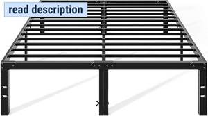 lot 161404 image: OLIXIS Metal Queen Bed Frame - 14in High with Storage Space, No Box Spring Needed with Sturdy Steel Slat Support, 2200LBS Heavy Duty for Easy Assembly, Black for Bedroom