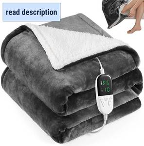 lot 461264 image: Heated Blanket Electric Throw 52X60,Electric Blanket with Foot Pocket,6 Heat Settings & 1-10 Hours Time Settings Auto-Off,Machine Washable Heating Blanket for Home and Office (Gray)