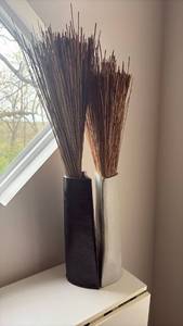 Modern Floor Vases with Natural Branch Arrangements Set - Retail: $45