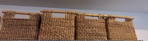 lot 59174 image: Woven Seagrass Storage Baskets with Bamboo Handles - Retail $25
