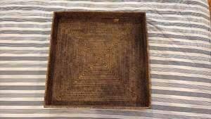 lot 59194 image: Large Square Rattan Woven Serving Tray - Retail $25