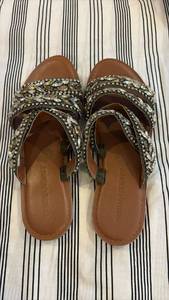 lot 59207 image: Embellished Leaf Pattern Slide Sandals 7.5 - Retail $15
