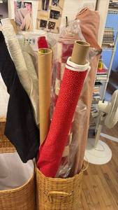 lot 59220 image: Mixed Fabric Bundle with Wicker Storage Basket - Retail $25