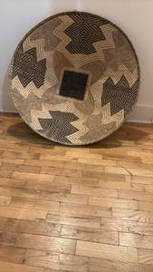 lot 59274 image: Large Woven African Basket with Geometric Pattern - Retail $75