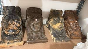 lot 59275 image: Hand-Carved Figural Bookends  Bust Style (Material Unknown)- Retail $45