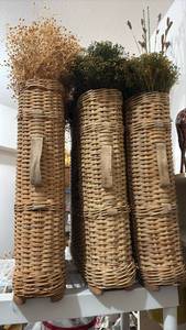 lot 59280 image: Handwoven Wicker Basket Planters with Dried Flowers - Retail $45