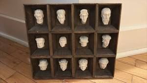 lot 59281 image: Classical Greek Roman Emperor Bust Collection with Wooden Display Case - Retail $75