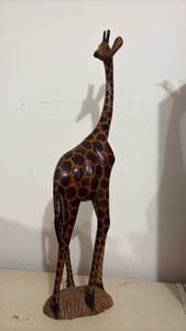 lot 59282 image: Wooden Giraffe Figurine - Retail $25