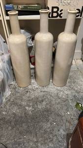 lot 59289 image: Set of Three Tall Ceramic Bottle Vases - Retail $25