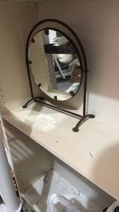 lot 59291 image: Oval Vanity Mirror with Metal Stand - Retail $25
