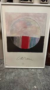 lot 59293 image: Signed Abstract Geometric Print in White Frame - Retail $25