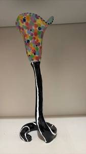 lot 59298 image: Handblown Art Glass Sculpture with Colorful Polka Dot Pattern - Retail $75