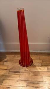 lot 59310 image: Red and Yellow Striped Glass Bud Vase - Retail $15