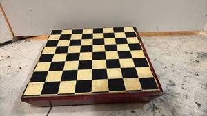 lot 59314 image: Wooden Chess Board Game Set with Storage Box - Retail $25