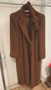 lot 59334 image: Perry Ellis Womens Brown Wool Long Coat with Scarf - Retail $45