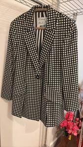 lot 59339 image: Moschino Chic Black White Gingham Check Blazer Jacket - Retail $150