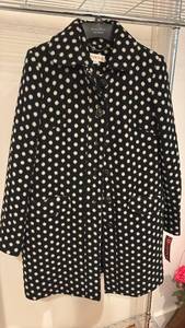 lot 59348 image: VERONA Black and White Polka Dot Coat with Decorative Buttons Size M - Retail $25