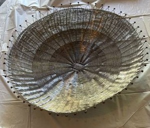 lot 60806 image: Large Woven Wire Basket with Beaded Edge - Retail $45