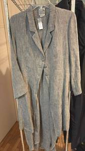 lot 60833 image: Gray Linen Long Coat Jacket - Retail $45