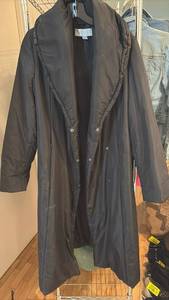 lot 60835 image: French Coat Womens Black Long Trench Coat Size Medium - Retail $45
