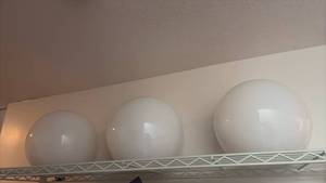 lot 60852 image: Frosted Glass Globe Lamp Shades  Modern Vanity or Ceiling Light Covers - Retail $15