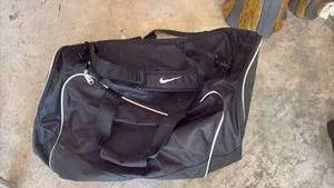 lot 60862 image: Nike Black Sports Duffel Bag with White Swoosh - Retail $25