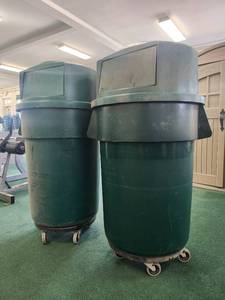 lot 20047 image: Rubbermaid Commercial Round Waste Containers with Dome Lids Set - of 2