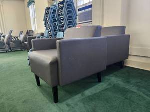 lot 20067 image: (2) Gray Faux Leather Accent Chair with Arms