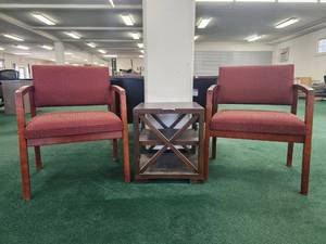lot 20068 image: Mid-Century Modern Furniture Set with Two Chairs and Side Table