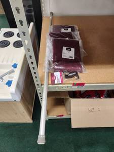 lot 20122 image: Eclipse Samara Burgundy Curtain Panels with Better Homes Adjustable Curtain Rod