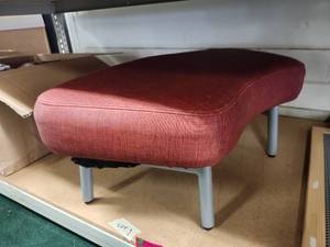 lot 20126 image: Mid-Century Modern Ottoman Footrest with Red Upholstery