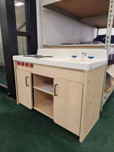 lot 20128 image: Wooden Play Kitchen Set with Sink and Stove