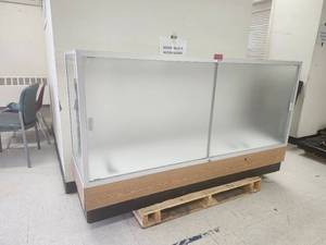 lot 20137 image: Commercial Glass Display Case with Wood Base