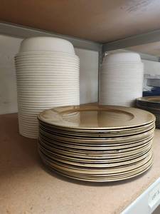 lot 20175 image: Gold Charger Plates with Plate Covers Set