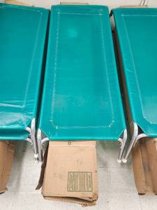 lot 20188 image: Teal Medical Folding Cots with Aluminum Frames
