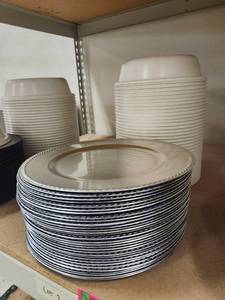 lot 20192 image: Silver Charger Plates with Plate Covers Set